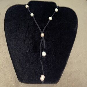 Pearl on Suede cord Necklace